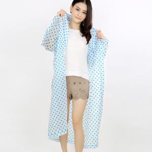 도트무늬 PEVA 우비 패션 레인코트 우의 비옷블루