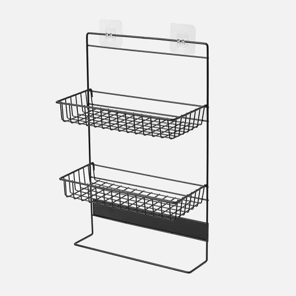주방 다용도 벽걸이선반 냉장고걸이 선반 2단 블랙