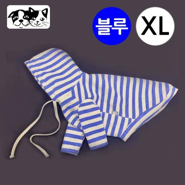 네츄럴 루즈 후드 티셔츠 (블루) (XL)