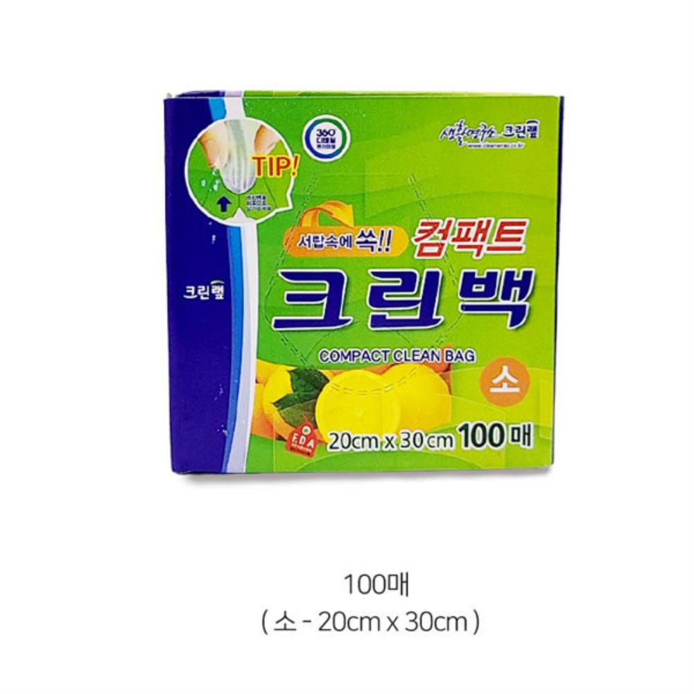 크린랲 서랍쏙컴팩트 크린백100매 소 비닐 투명봉지 크린랲 크린백 크린랩