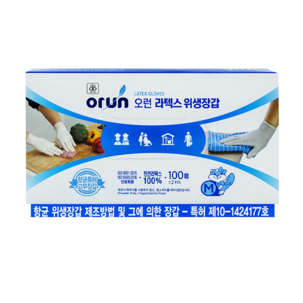 오런 라텍스 위생장갑-중형 100매 위생장갑 니트릴장갑 업소용장갑 주방장