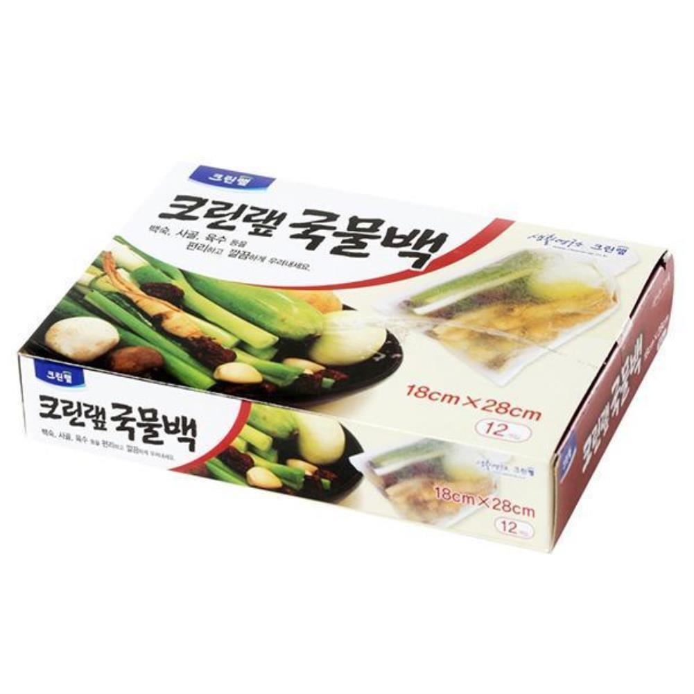 크린랲국물백 18x28x12매 위생백 일회용백 다시백 육수백 국물백