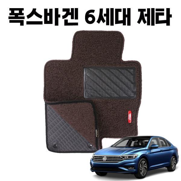 제타 이중 코일 차량 발 깔판 바닥 카 매트 DarkBrown