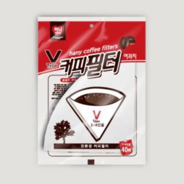 HANY V형 커피필터 여과지 40매 (1-4인용) 식품용