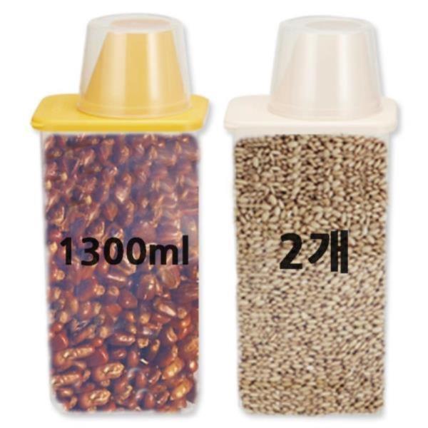 사각잡곡견과류보관용기 1300ml 2개