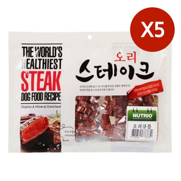 강아지 오리 스테이크 300g 5P 간식 큐브 사시미