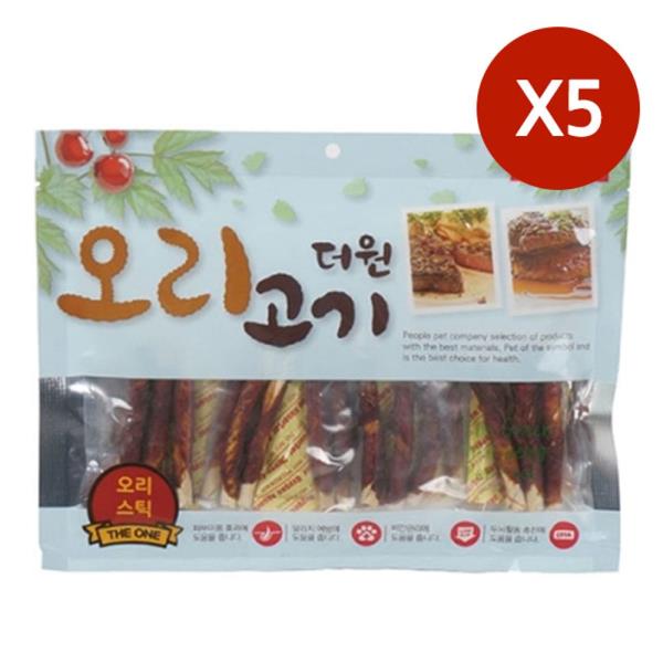 반려견 육포 오리 스틱 간식 300g 5P 강아지 사시미