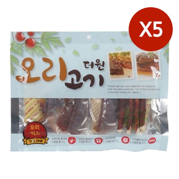 반려견 육포 오리믹스 300g 5P 강아지 간식 사시미