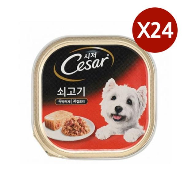 강아지 주식 캔 100G 24P 소고기 습식사료 영양간식