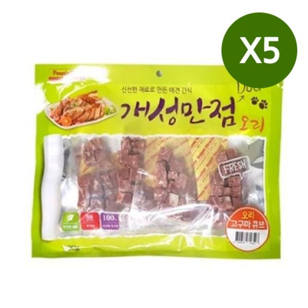 애견 오리 고구마 큐브 300g 5P 강아지 트릿 간식