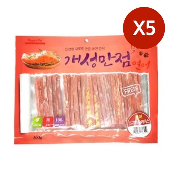 애견 연어 고구마 슬라이스 300g 5P 강아지 간식