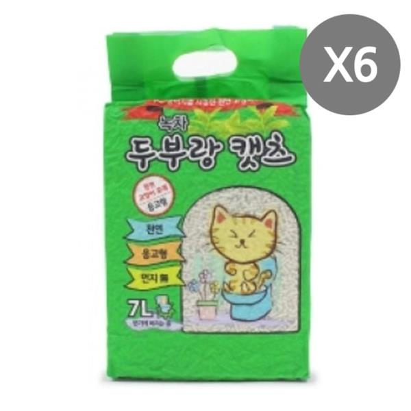 반려묘 배변모래 7L 녹차 6P 응고형 고양이 화장실