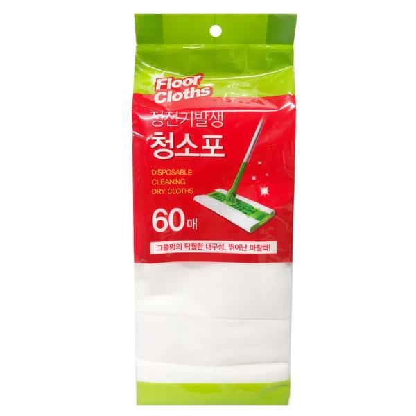 정전기발생 청소포 60매 1회용걸레 부직포 먼지 청소