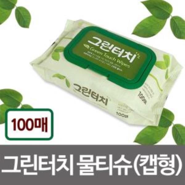 그린터치 물티슈100매(캡형) 피톤치드 간편한물티슈