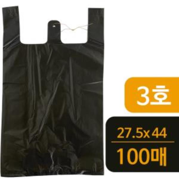 T3호 검정 비닐봉지100매 비닐봉투 시장봉지 마트봉지