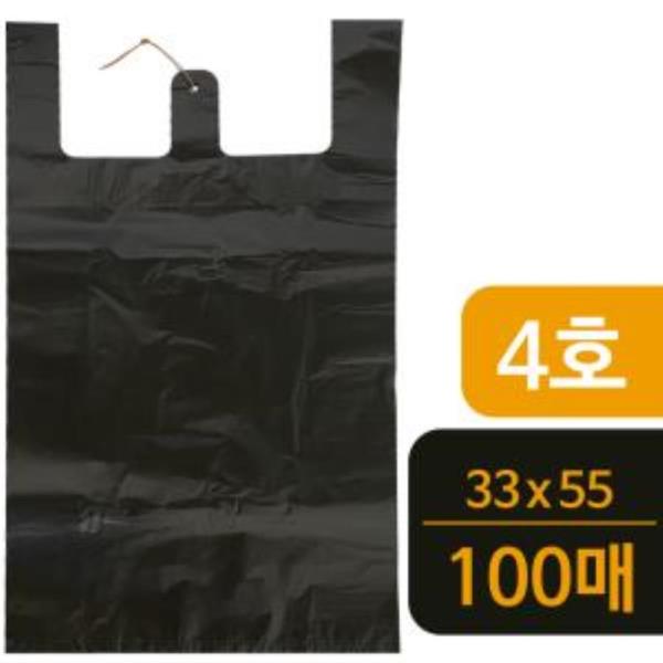 T4호 검정 비닐봉지100매 비닐봉투 시장봉지 마트봉지