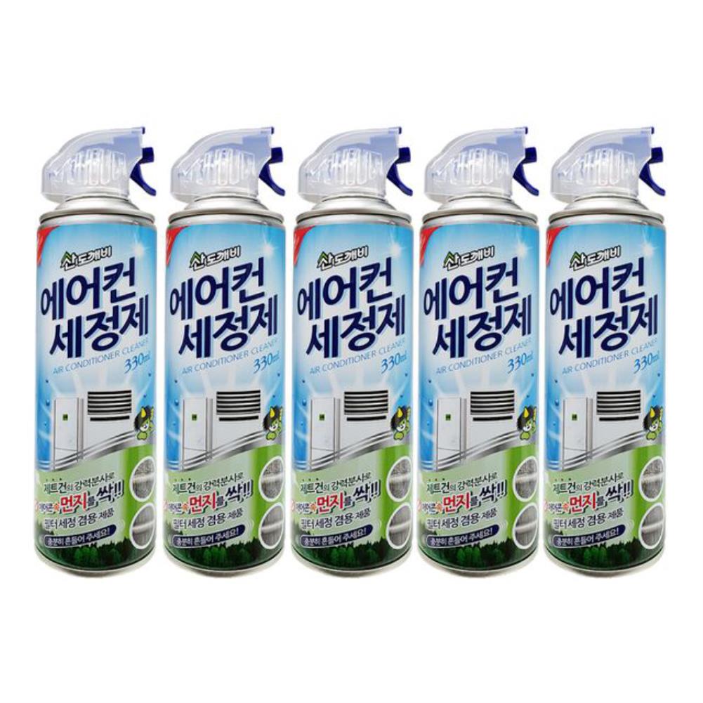 산도깨비 에어컨세정제 330ml x 5개 먼지제거 냄새 에어컨탈취제 에어컨청